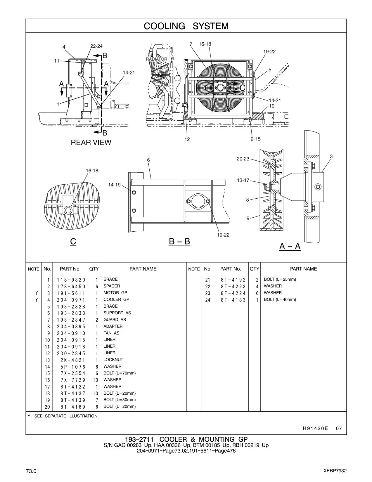 230-2845 LINER CAT parts manual diagram
