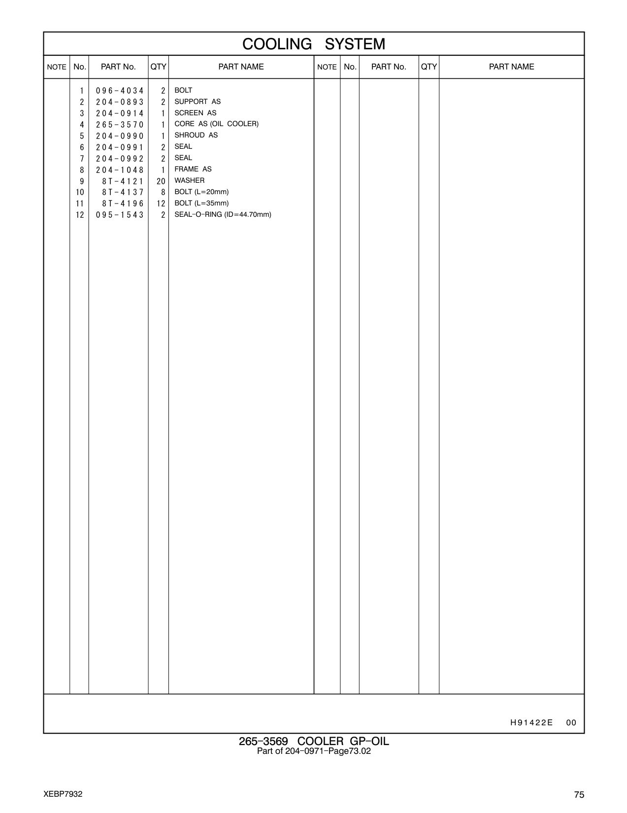 204-1048 FRAME AS CAT parts manual diagram