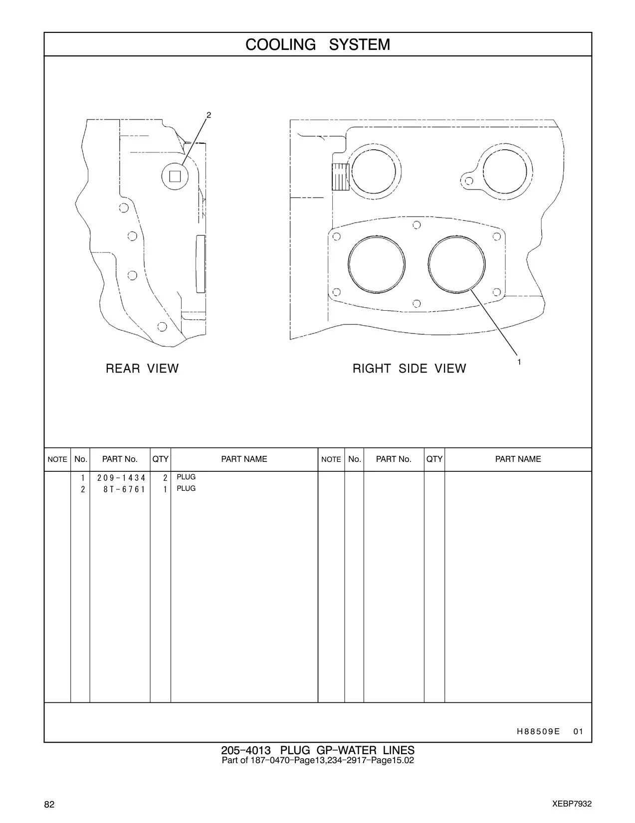 209-1434 PLUG CAT parts manual diagram
