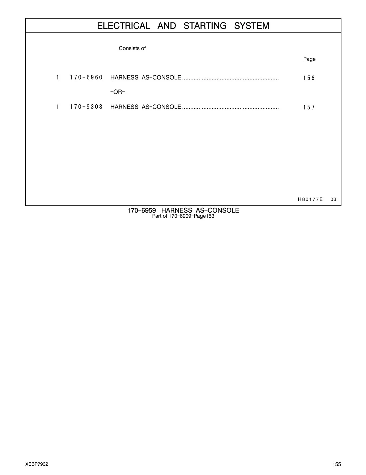 170-6960 - HARNESS AS-CONSOLE