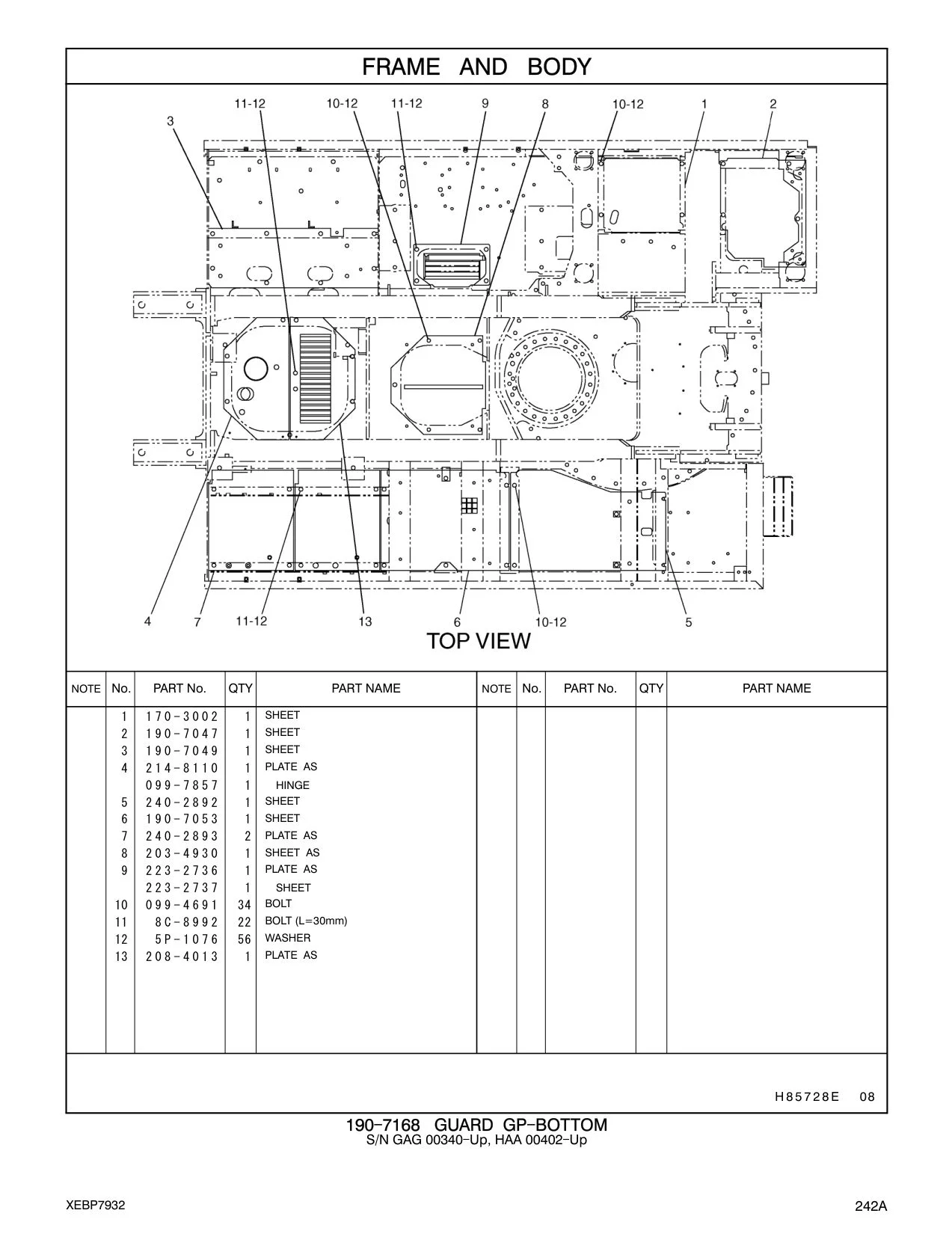 240-2893 PLATE AS CAT parts manual diagram
