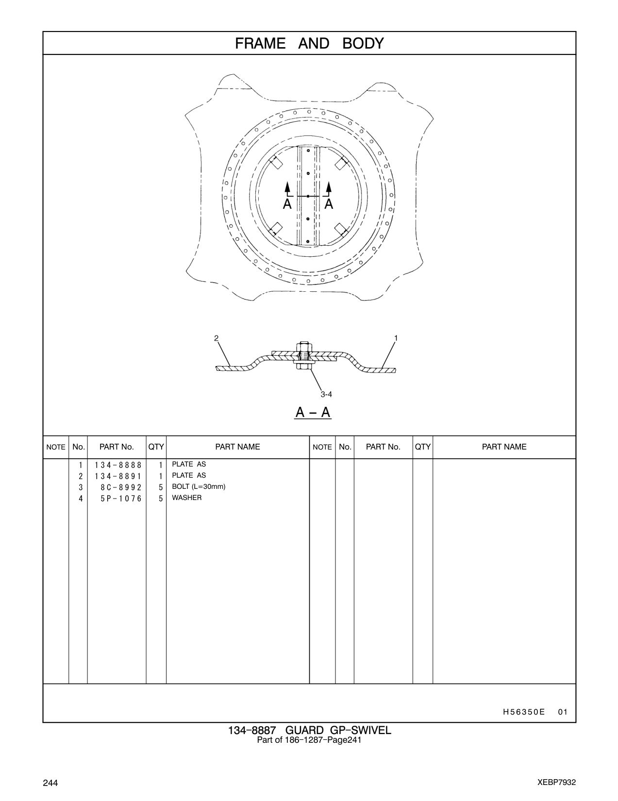 134-8888 PLATE AS CAT parts manual diagram