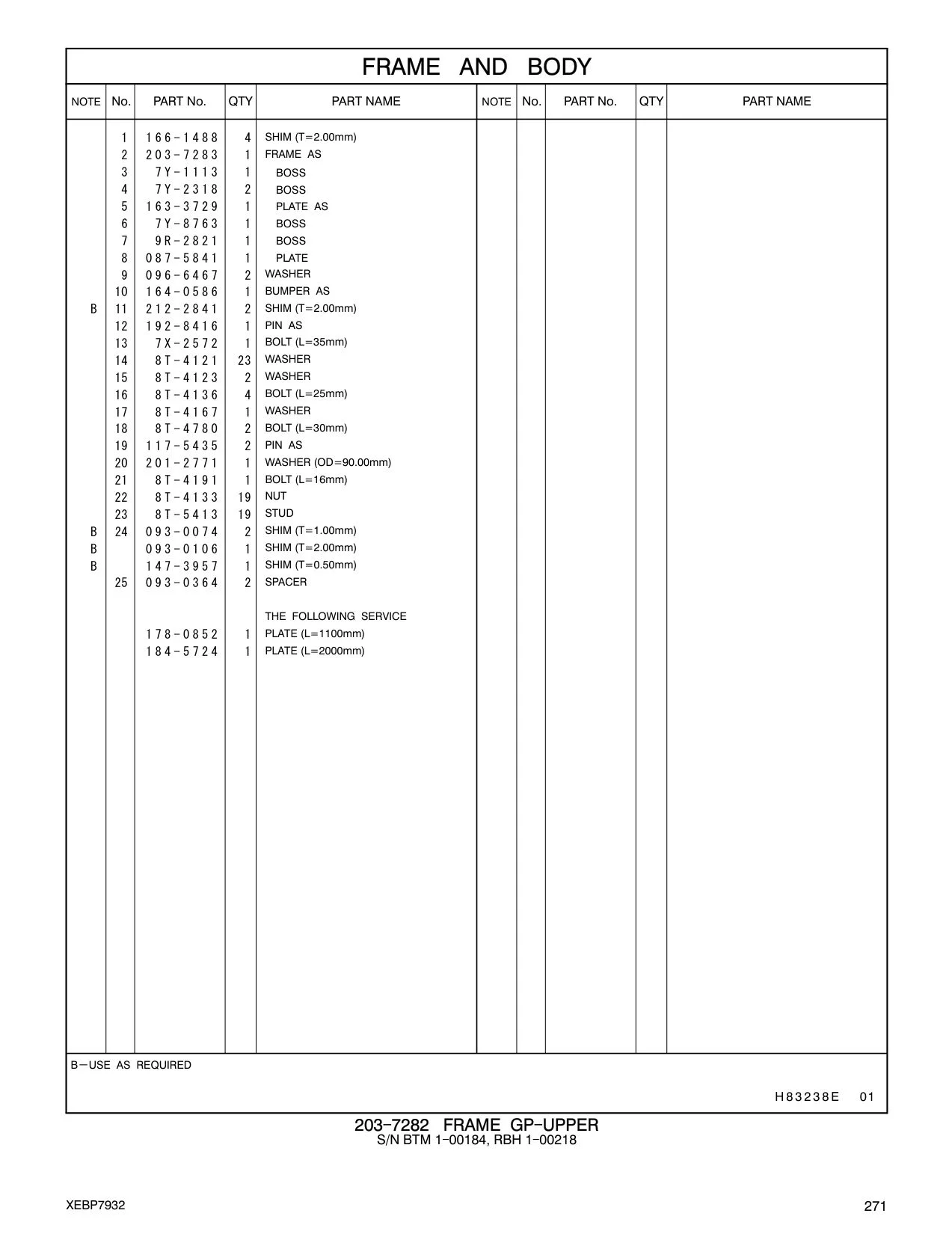 203-7283 FRAME AS CAT parts manual diagram