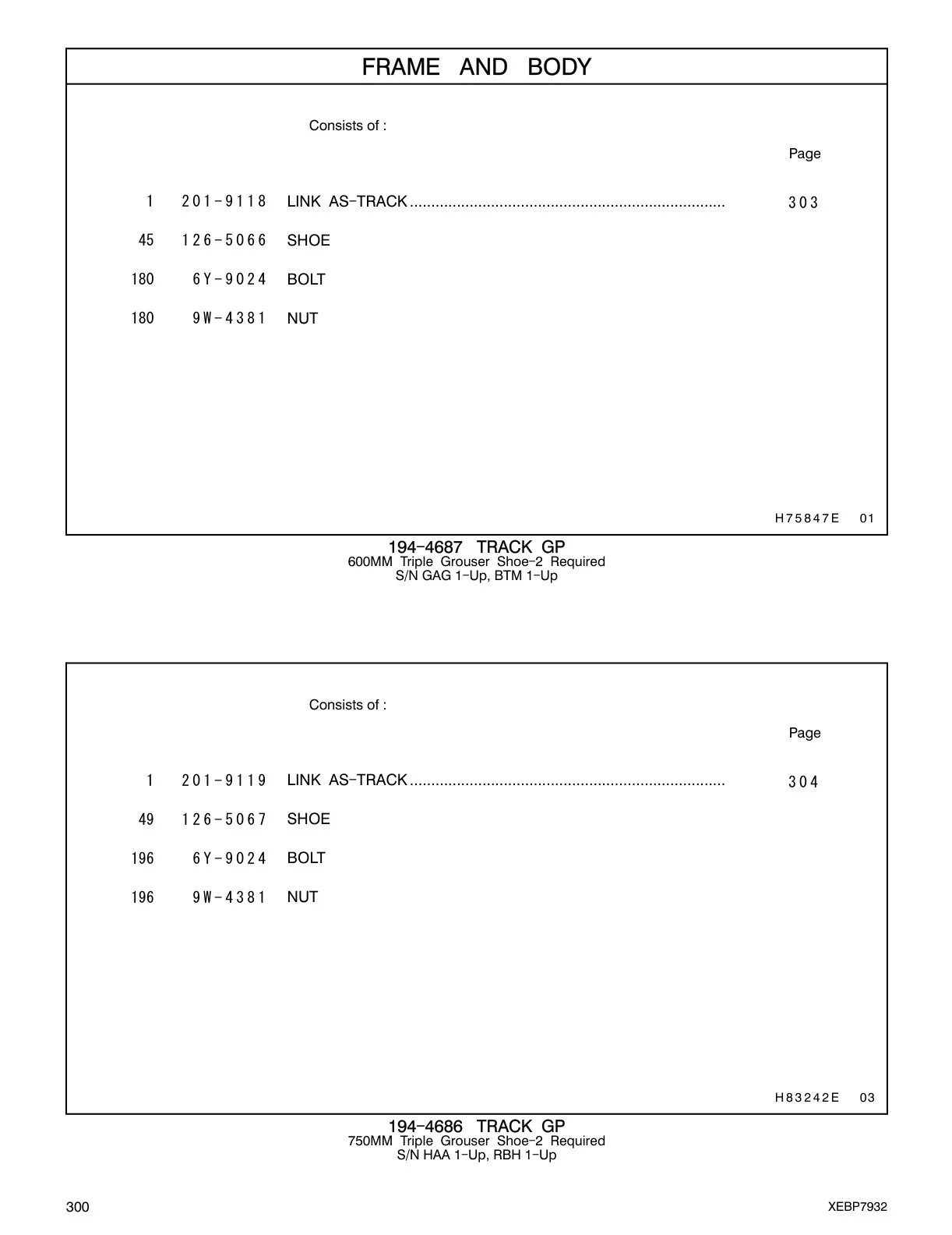 201-9119 LINK AS-TRACK CAT parts manual diagram