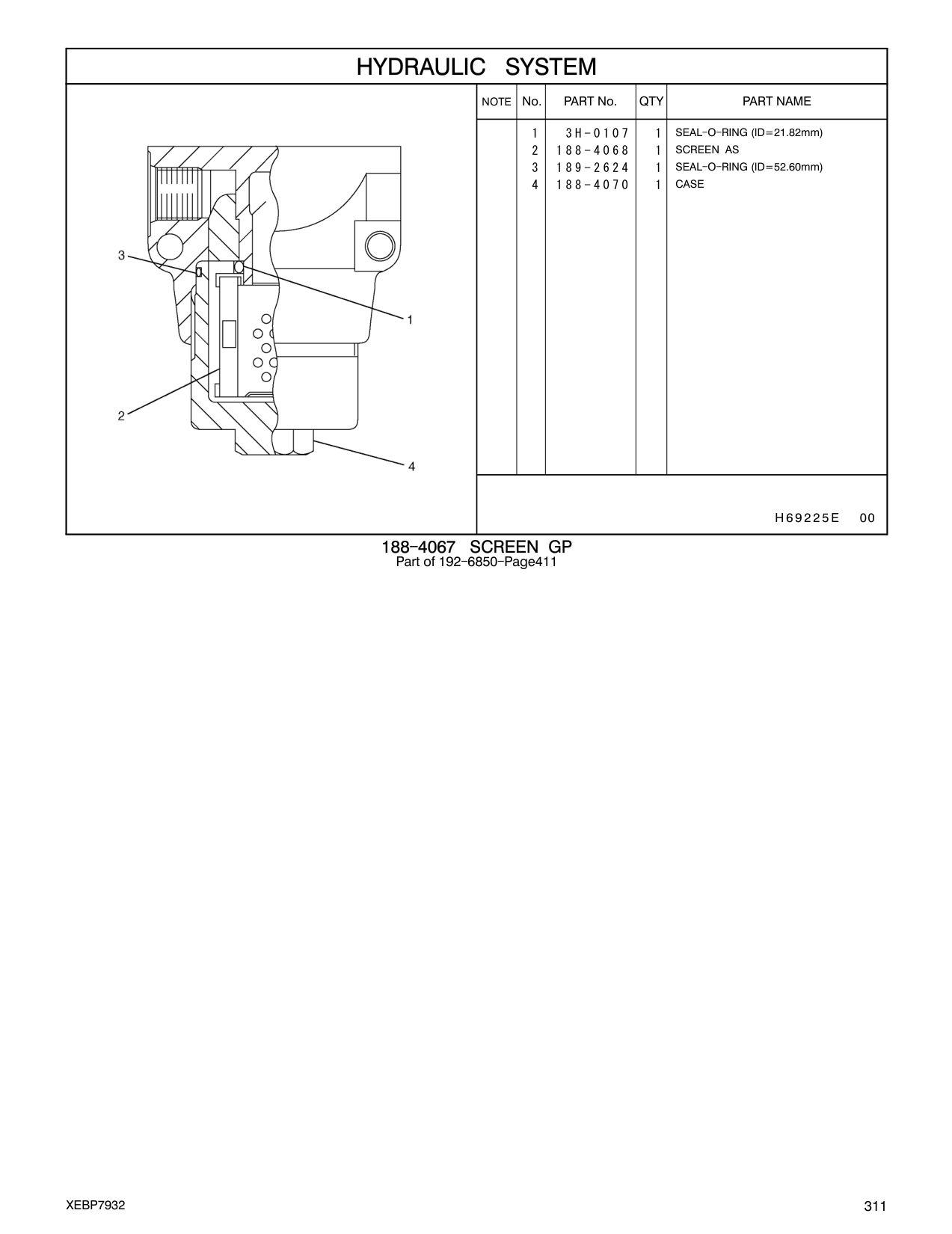 189-2624 SEAL-O-RING (ID=52.60mm) CAT parts manual diagram