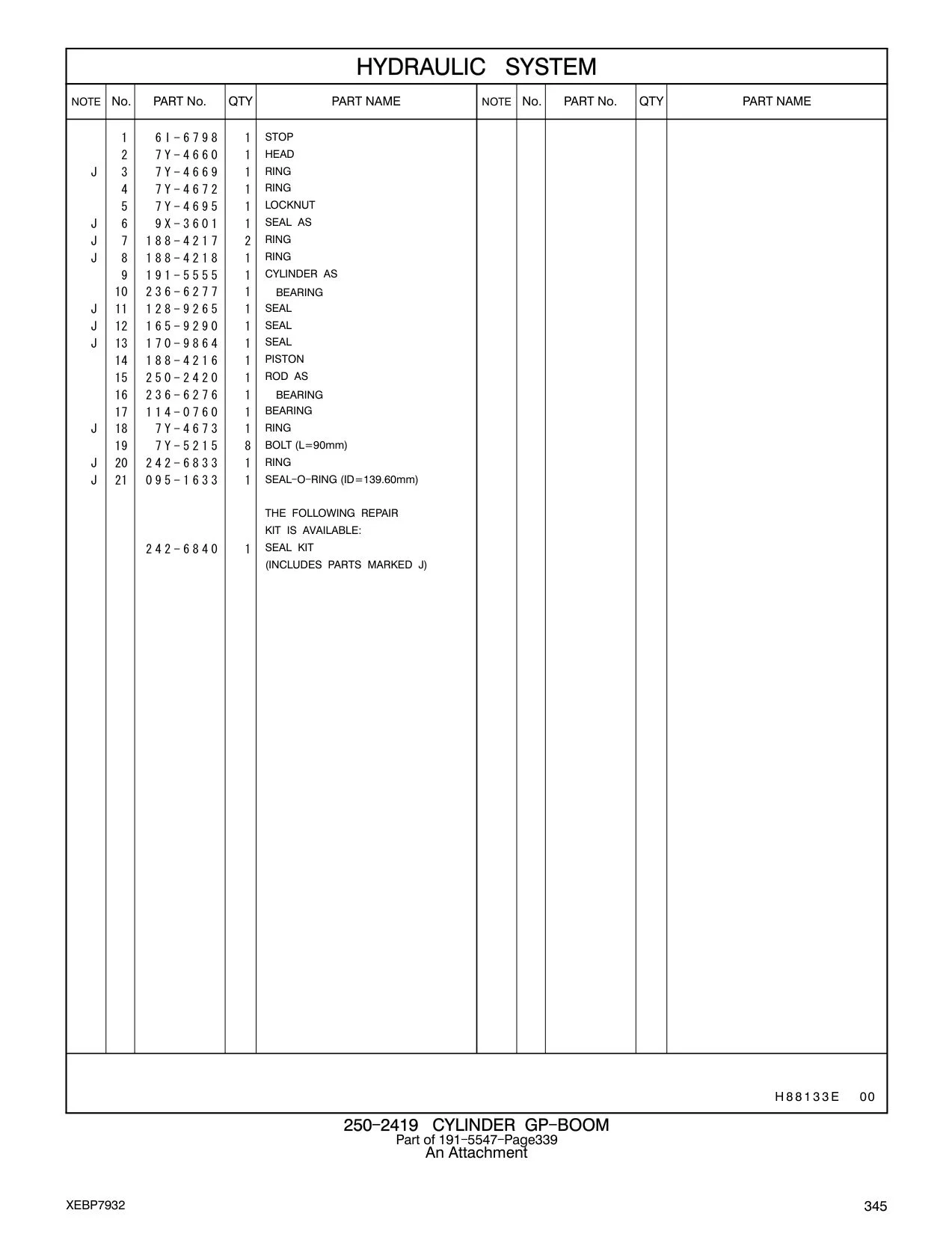 236-6276 BEARING CAT parts manual diagram