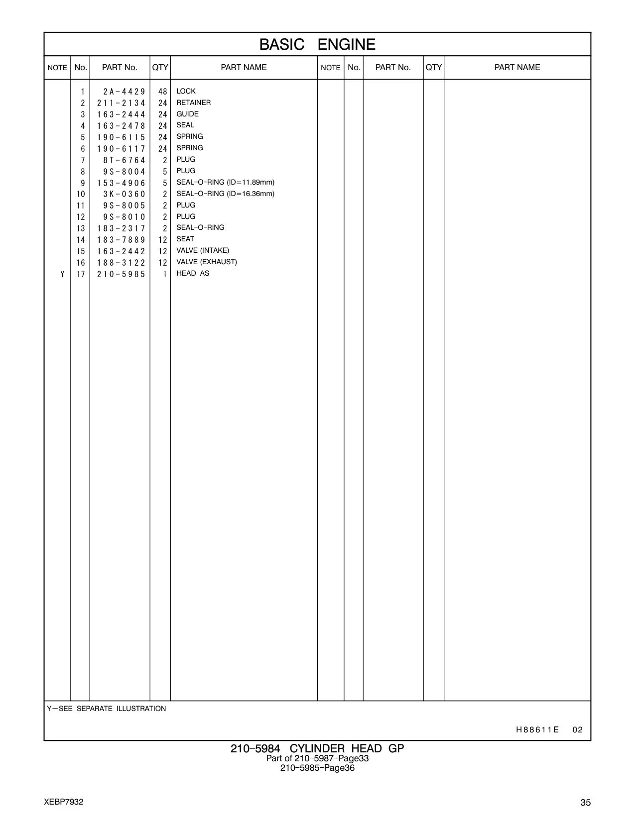190-6117 - SPRING-VALVE (OUTER)