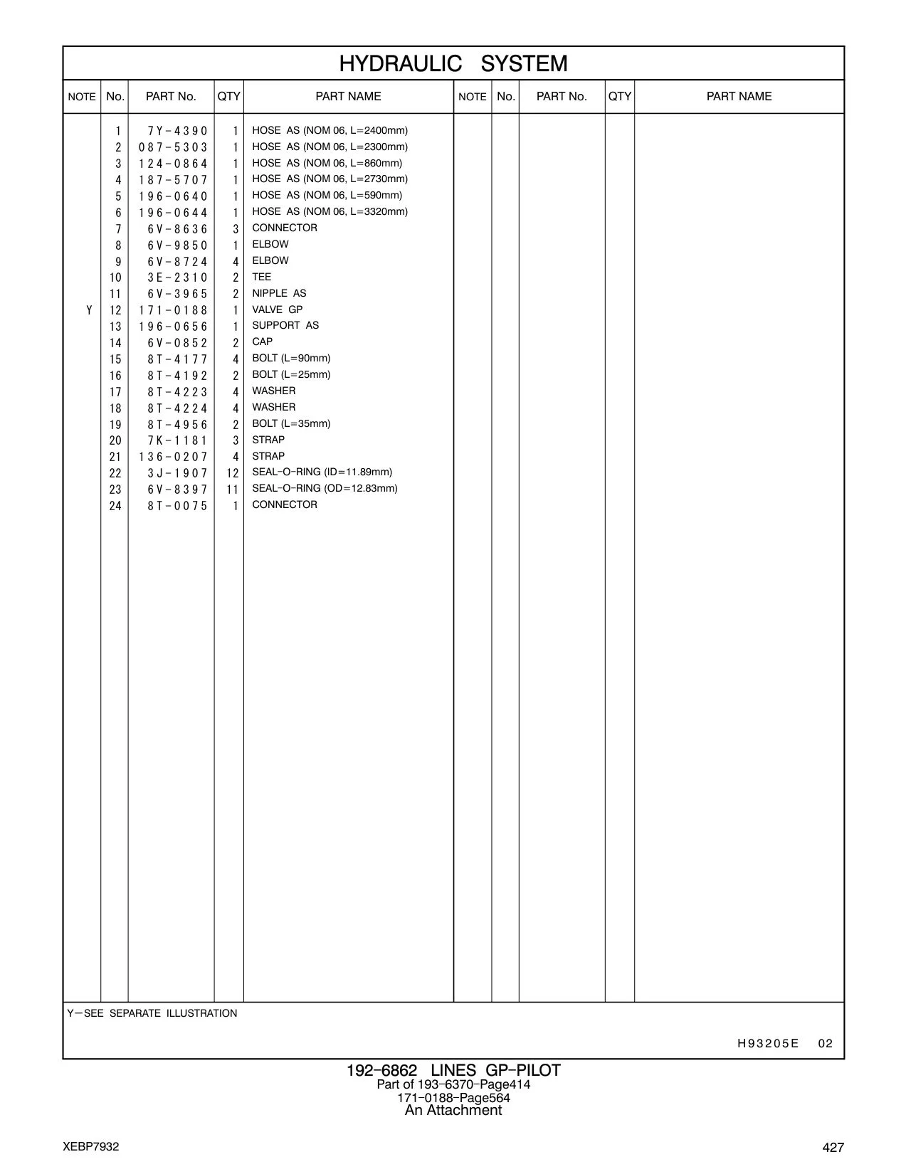 196-0644 - HOSE AS (NOM 06, L=3320mm)