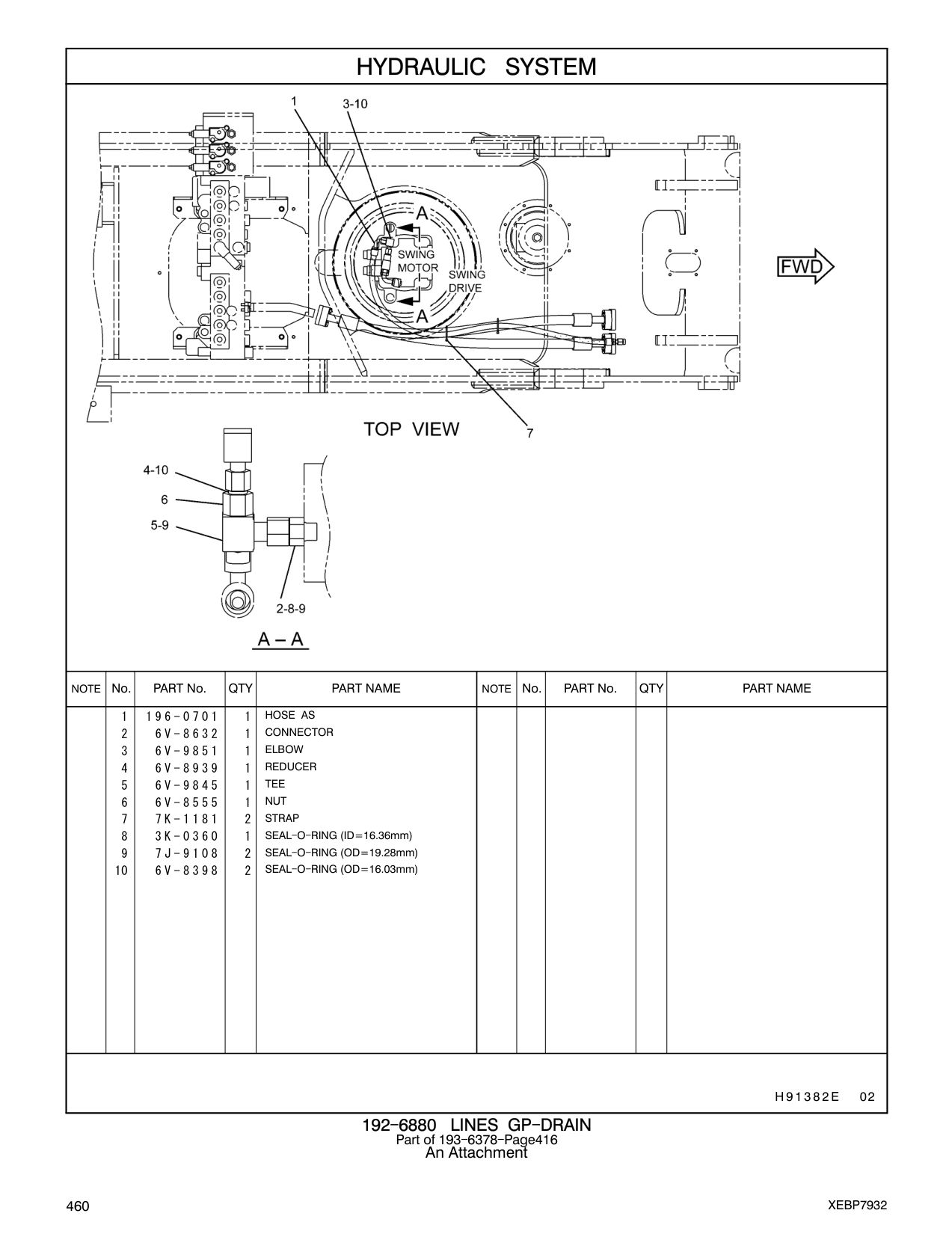 196-0701 HOSE AS CAT parts manual diagram