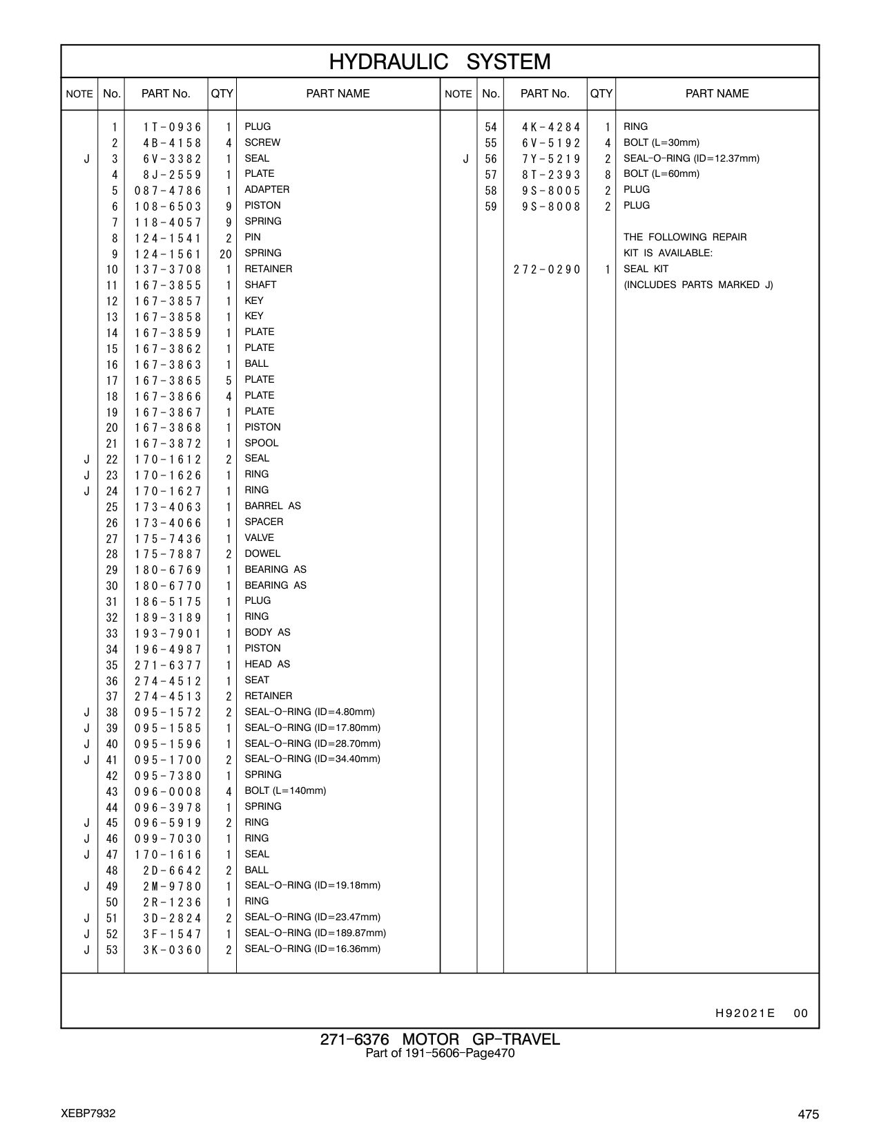 8J-2559 PLATE 57 8T-2393 8 BOLT (L=60mm) CAT parts manual diagram