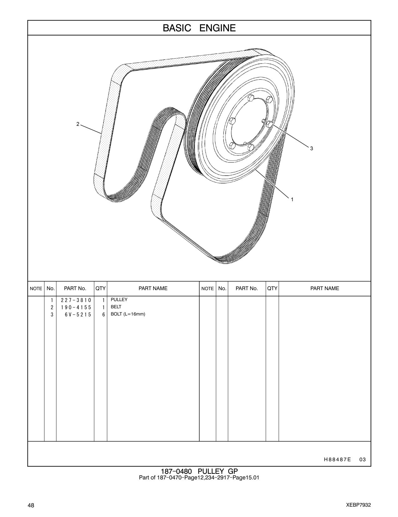 190-4155 BELT CAT parts manual diagram