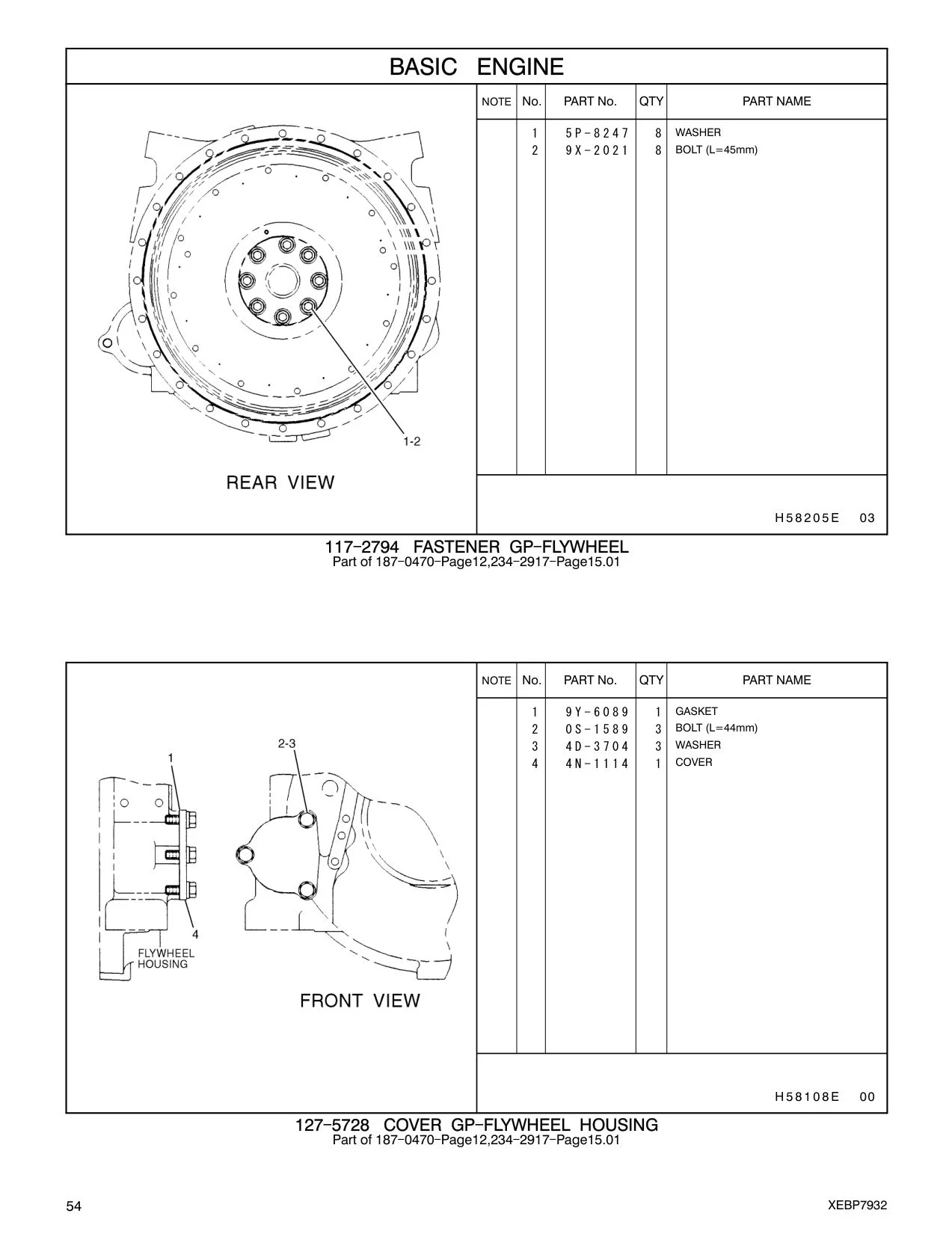 9X-2021 BOLT (L=45mm) CAT parts manual diagram