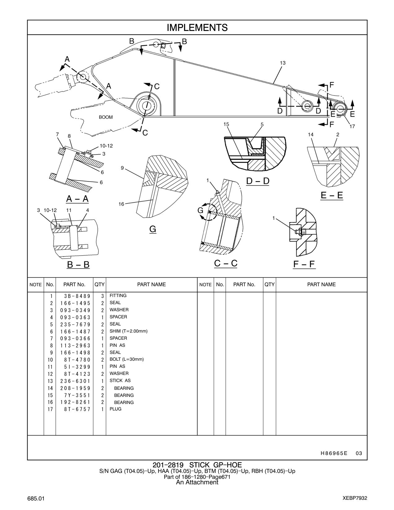 236-6301 STICK AS CAT parts manual diagram