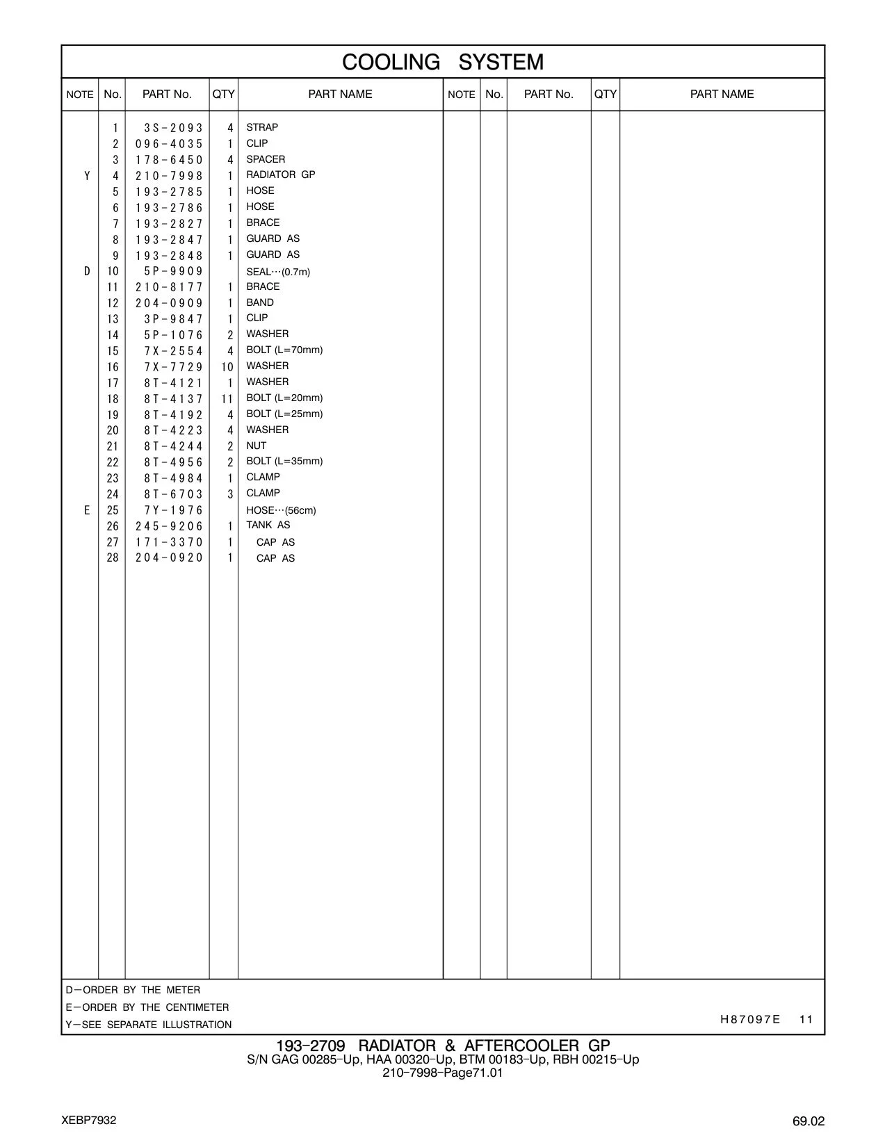 210-7998 RADIATOR GP CAT parts manual diagram