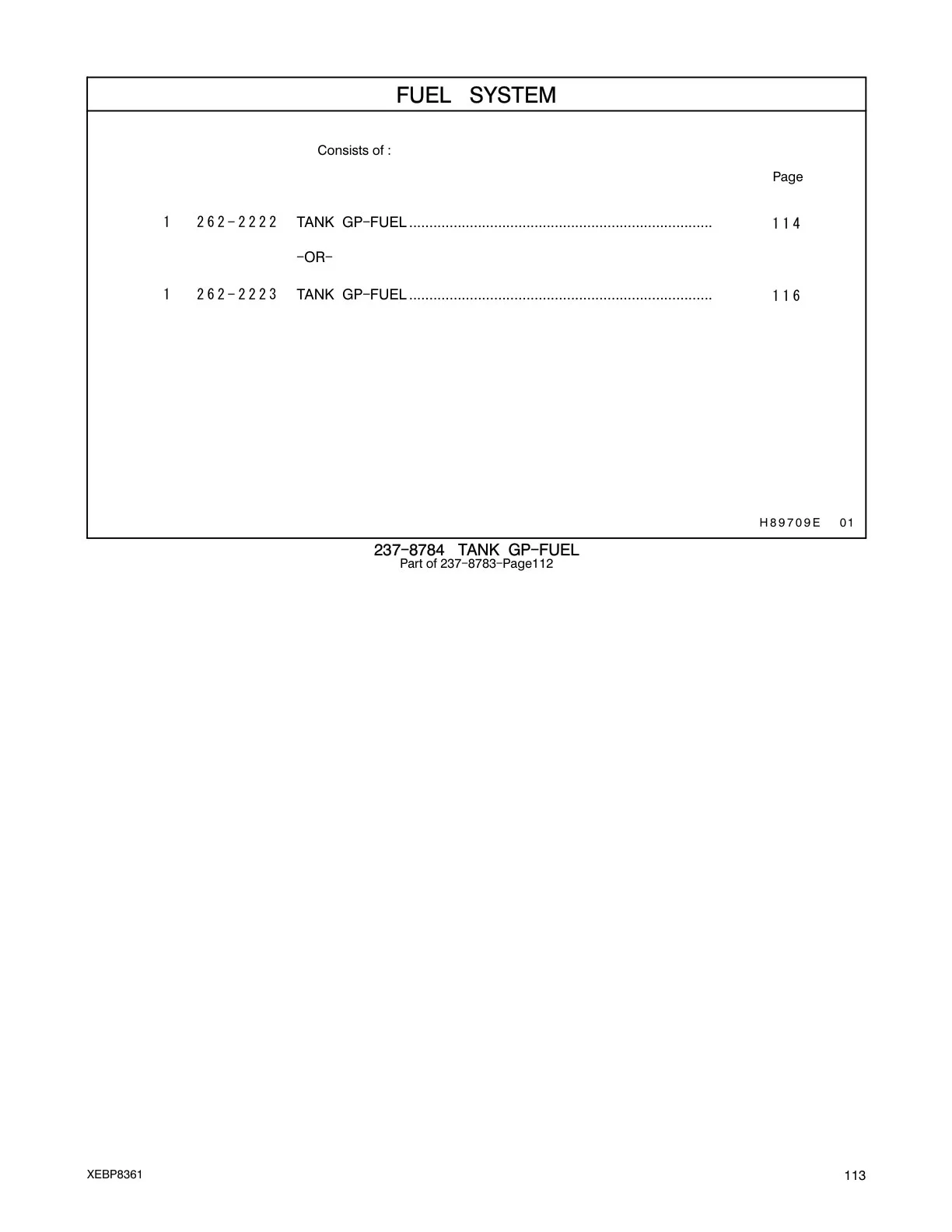262-2223 TANK GP-FUEL CAT parts manual diagram