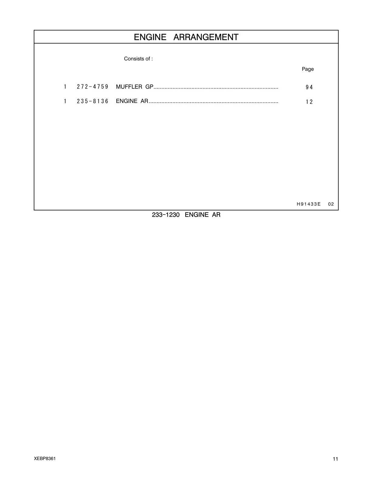 235-8136 ENGINE AR CAT parts manual diagram