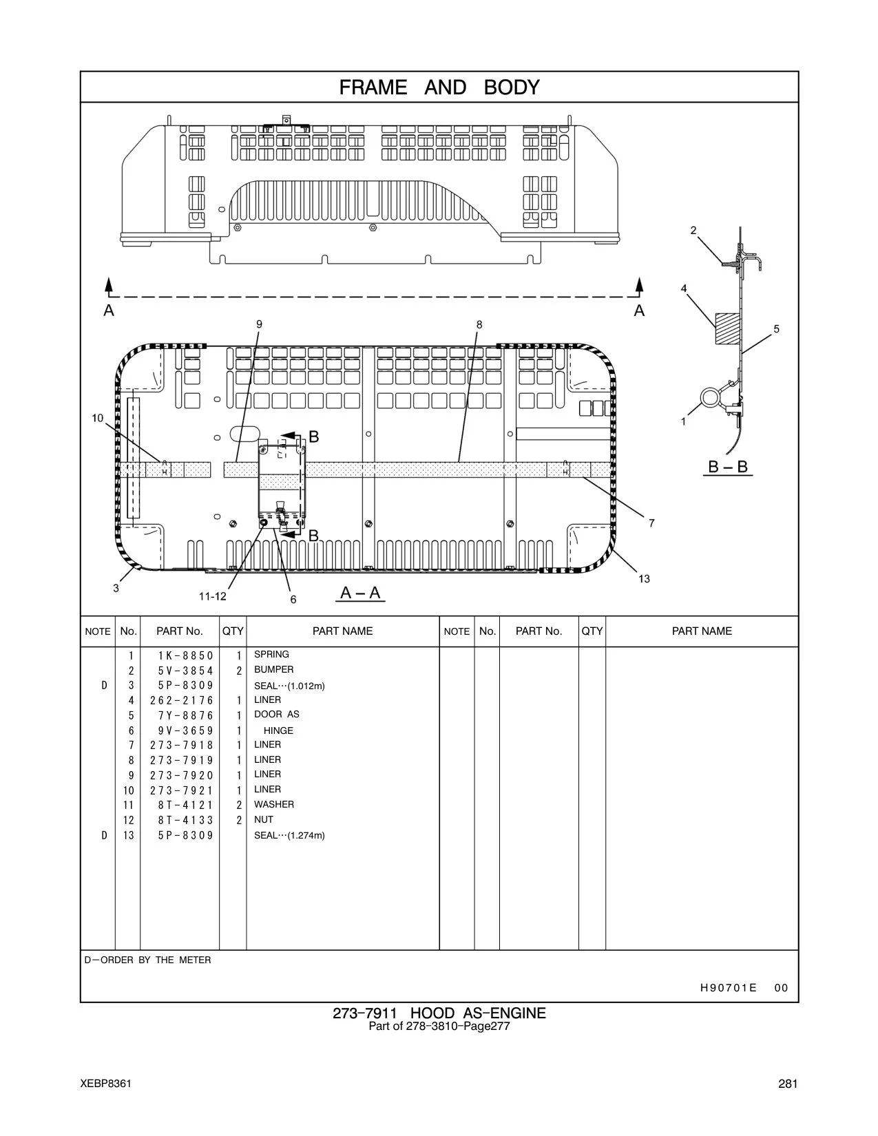 7Y-8876 DOOR AS CAT parts manual diagram