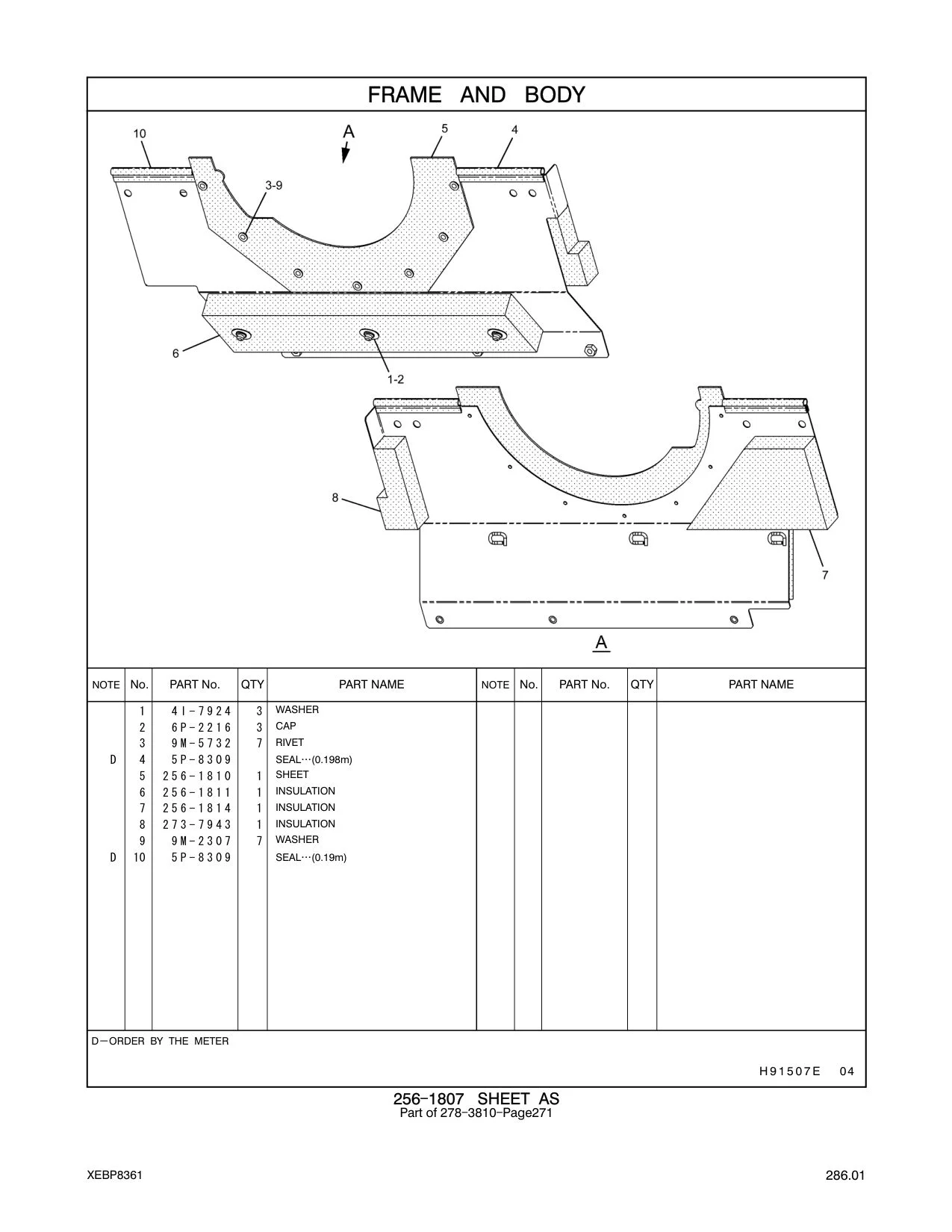 256-1814 INSULATION CAT parts manual diagram