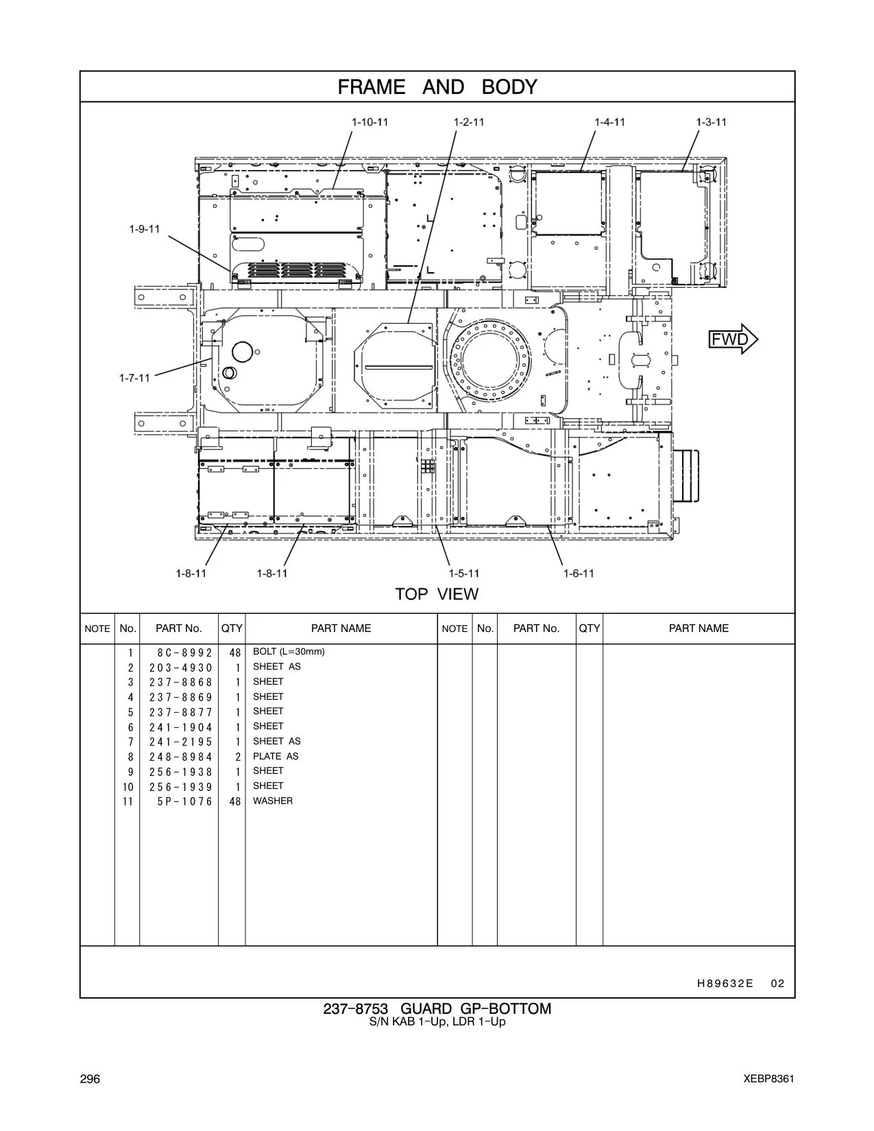 241-1904 SHEET CAT parts manual diagram