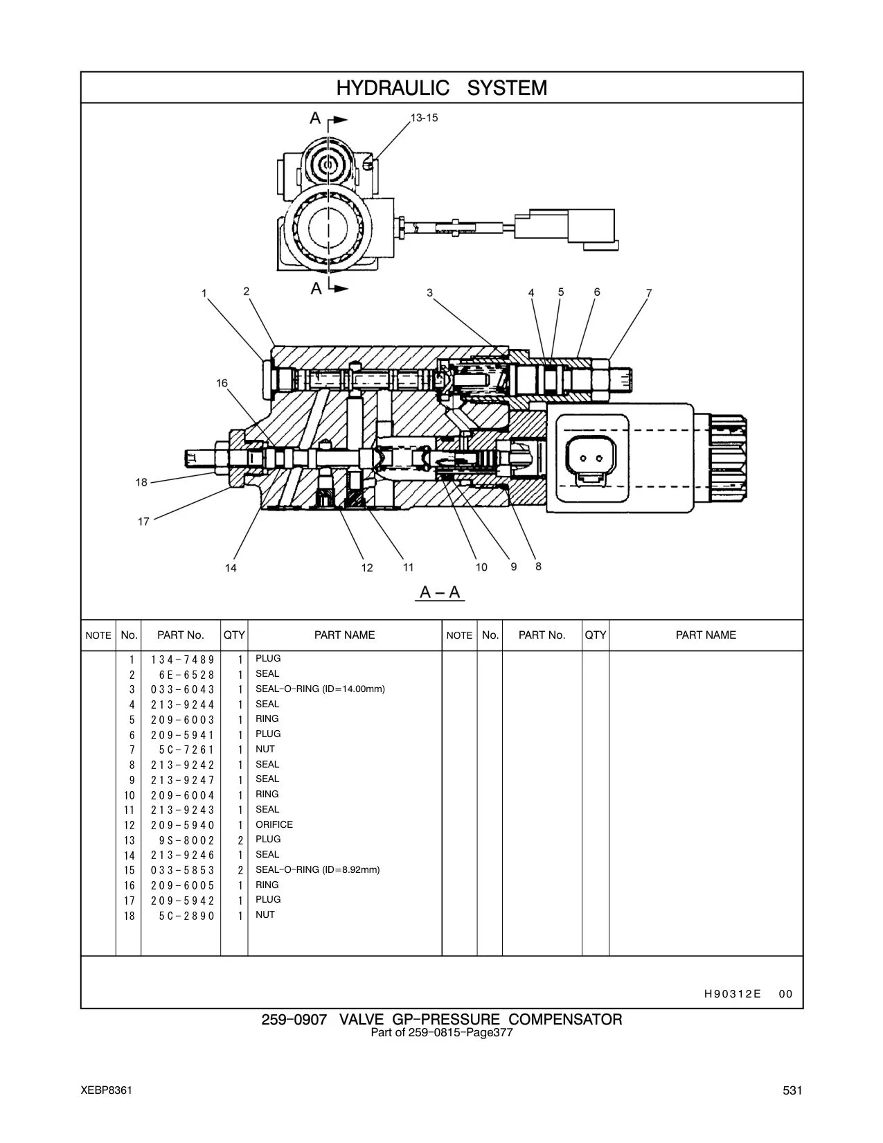 033-6043 SEAL-O-RING (ID=14.00mm) CAT parts manual diagram