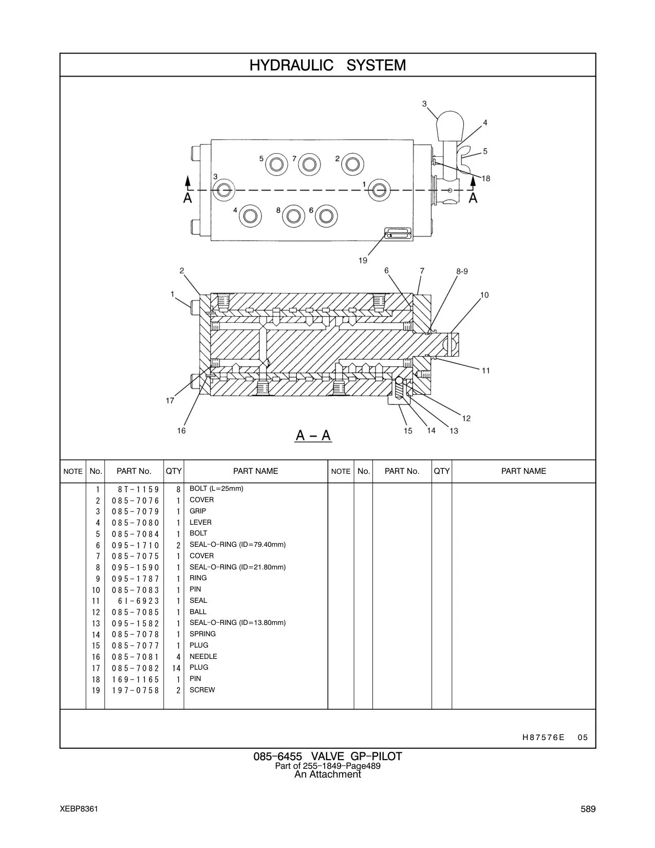 085-7078 SPRING CAT parts manual diagram