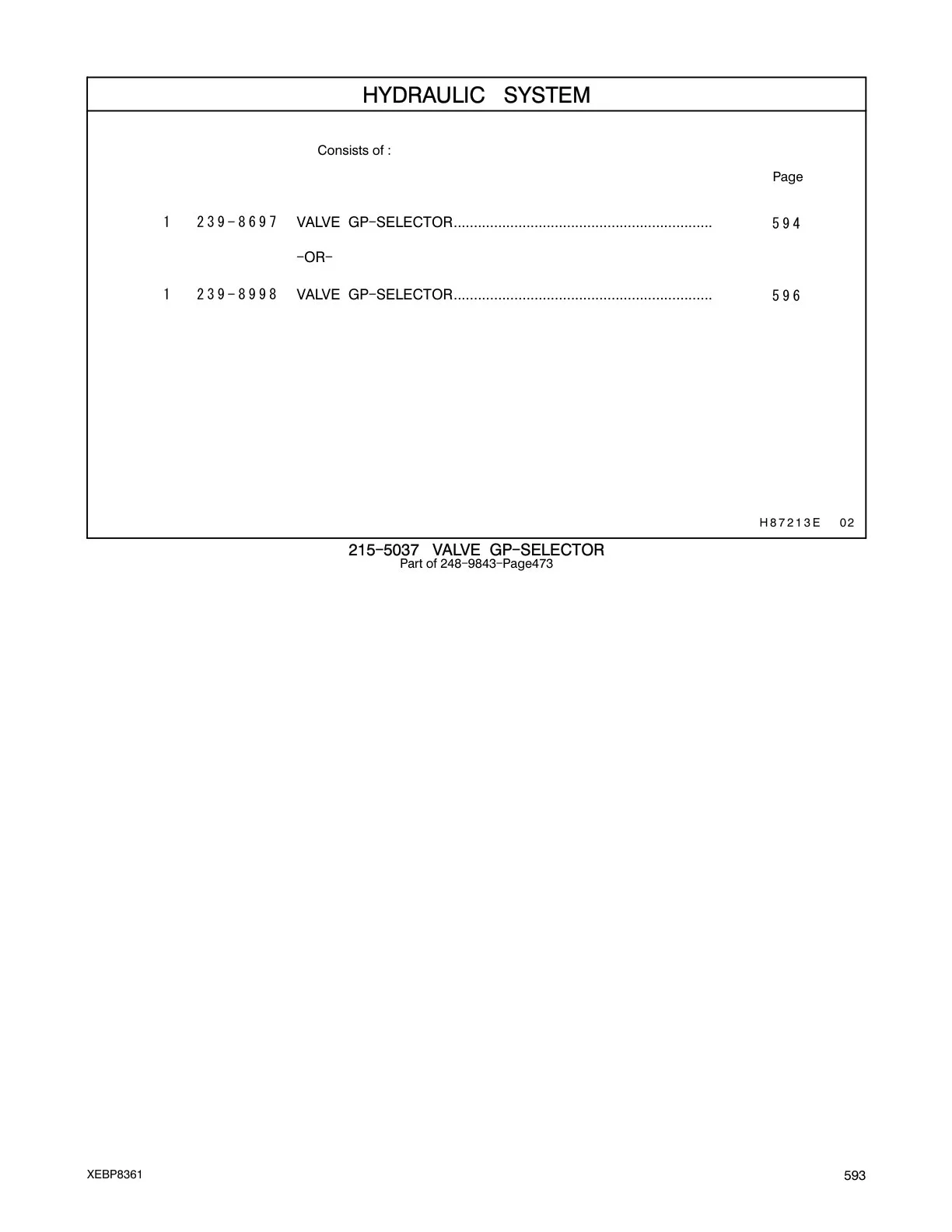 239-8697 - VALVE GP-SELECTOR