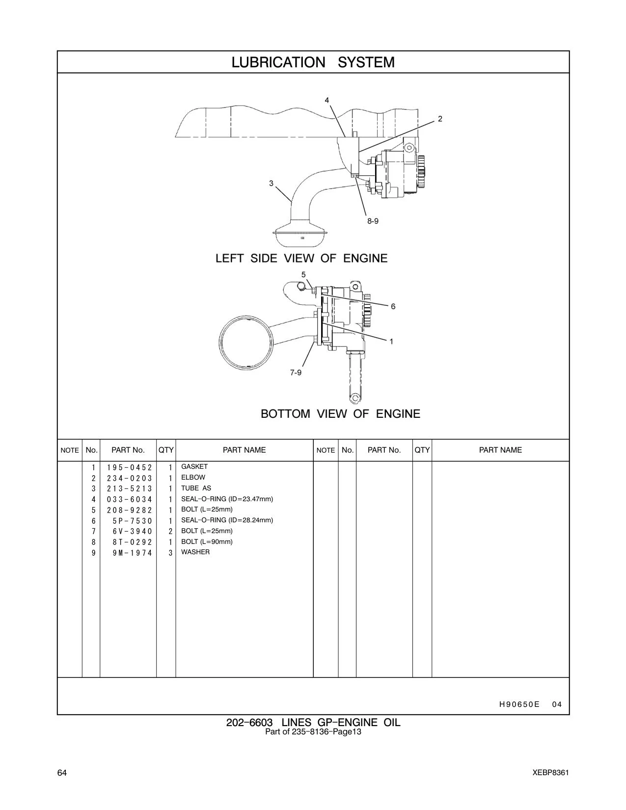 033-6034 SEAL-O-RING CAT parts manual diagram