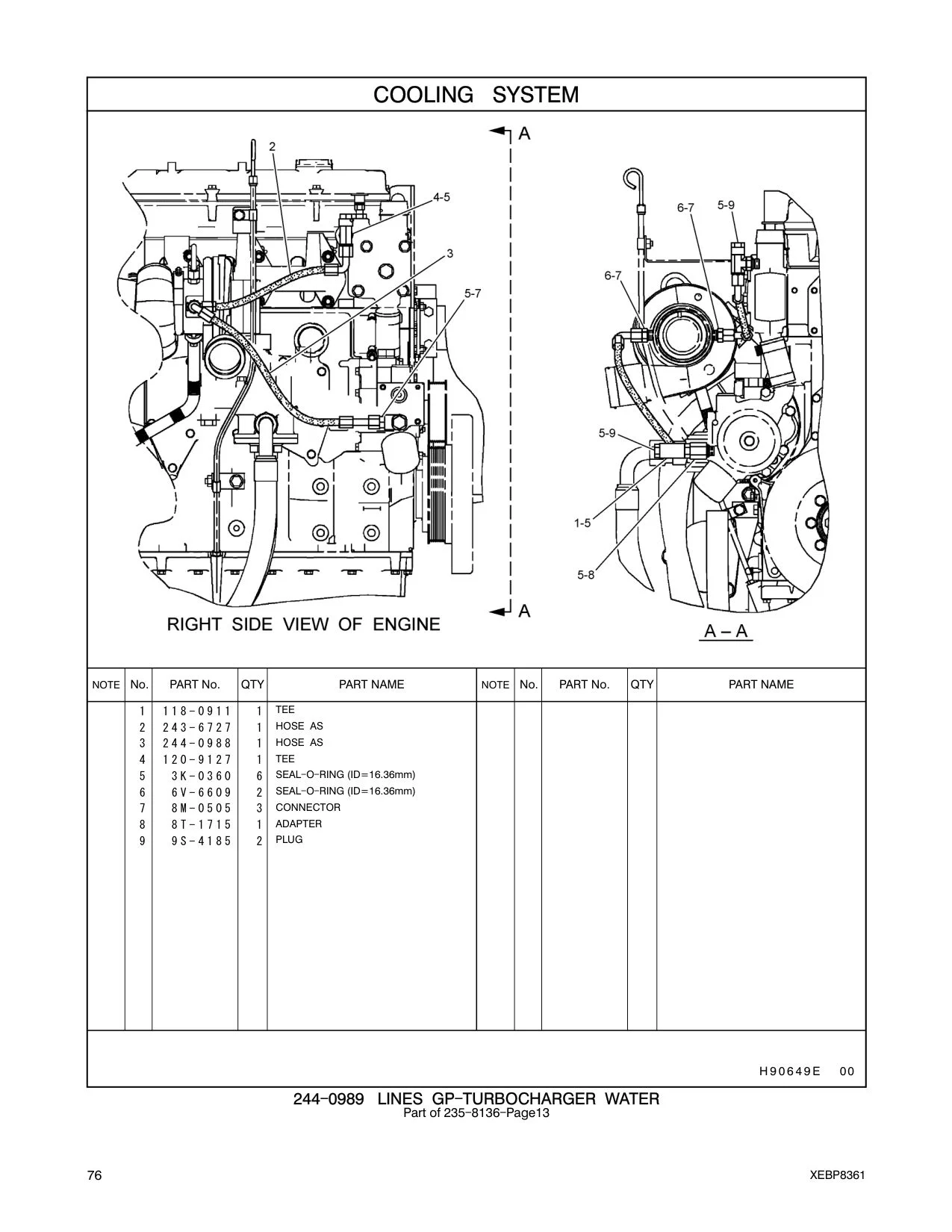 244-0988 HOSE AS CAT parts manual diagram