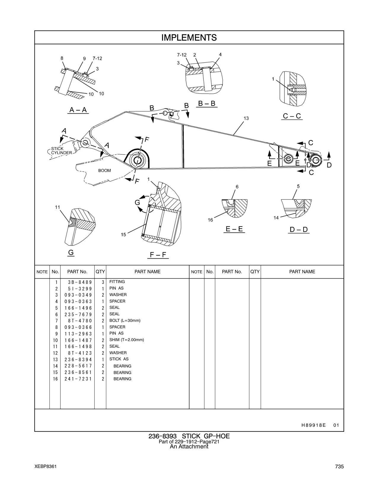 236-8394 STICK AS CAT parts manual diagram