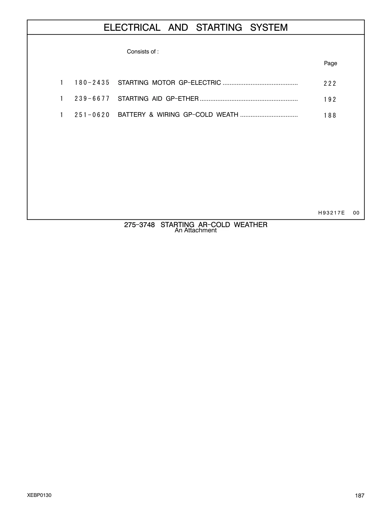 251-0620 - BATTERY & WIRING GP - COLD WEATH .................................