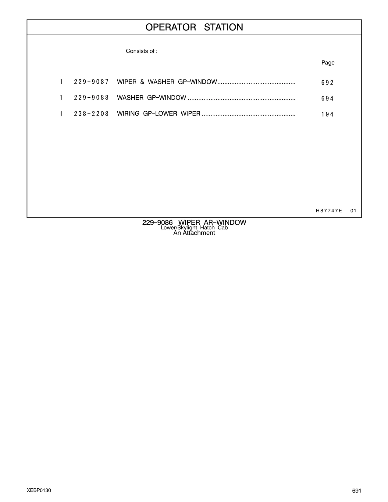229-9087 - WIPER & WASHER GP - WINDOW.............................................