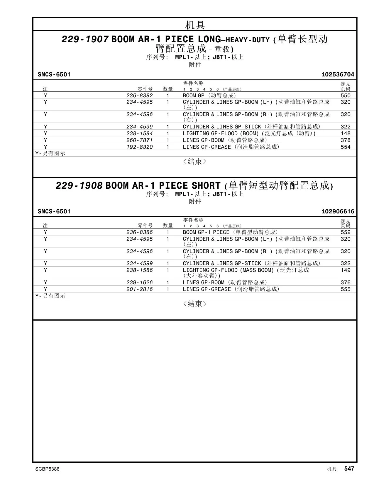 234-4596 - CYLINDER & LINES GP-BOOM (RH)