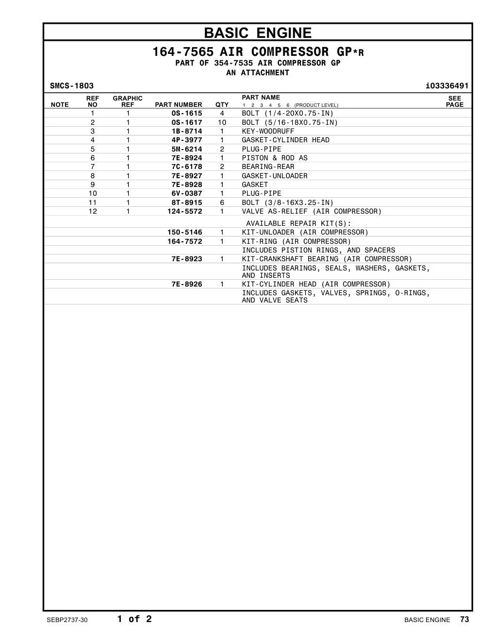 7C-6178 - BEARING-REAR