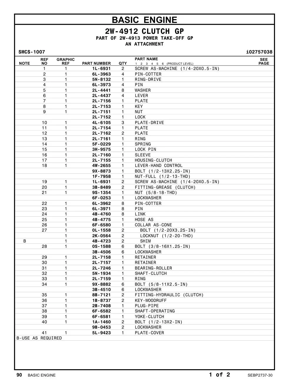 1A-1460 - BOLT (1/2-13X2-IN)
