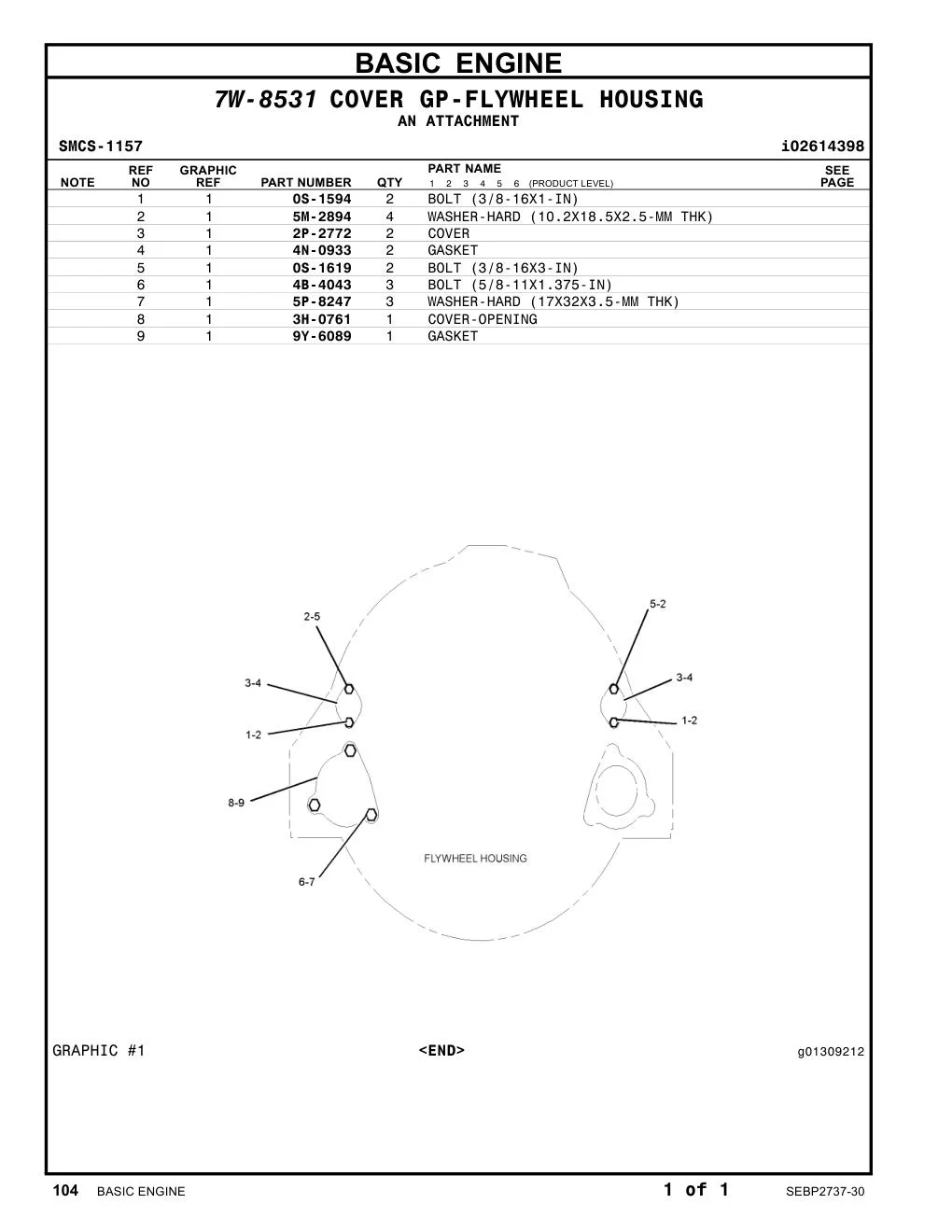 3H-0761 COVER-OPENING CAT parts manual diagram