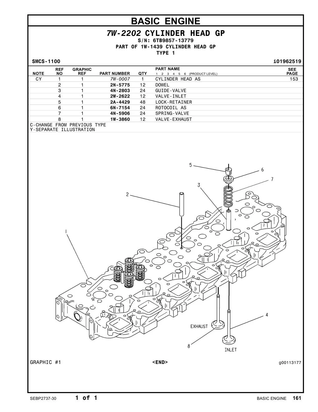 4N-2803 GUIDE-VALVE · S/N 6TB9857-13779 CAT parts manual diagram