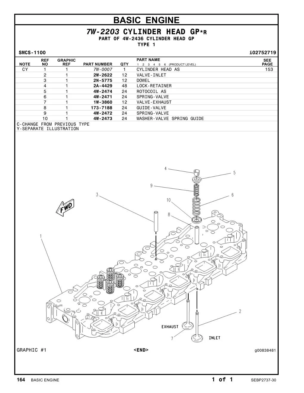 173-7188 GUIDE-VALVE CAT parts manual diagram