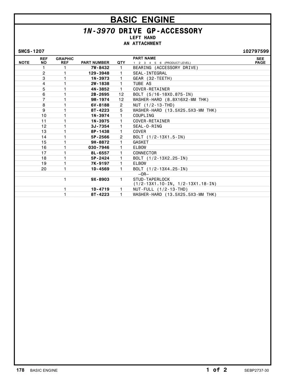 1N-3975 COVER-RETAINER CAT parts manual diagram
