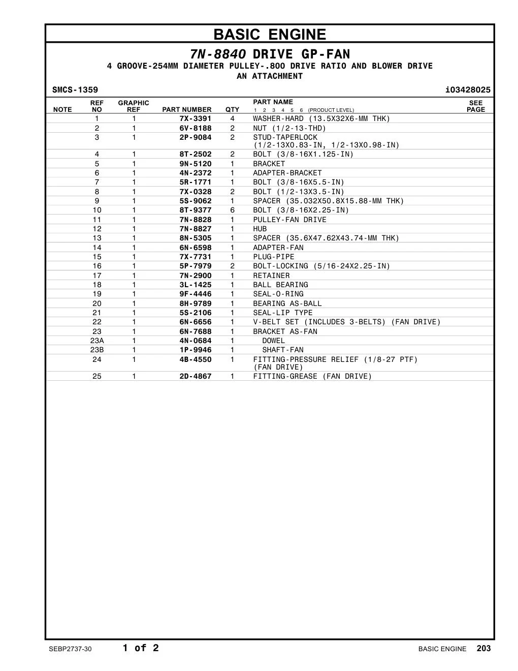 6N-6656 V-BELT SET (INCLUDES 3-BELTS) (FAN DRIVE) CAT parts manual diagram