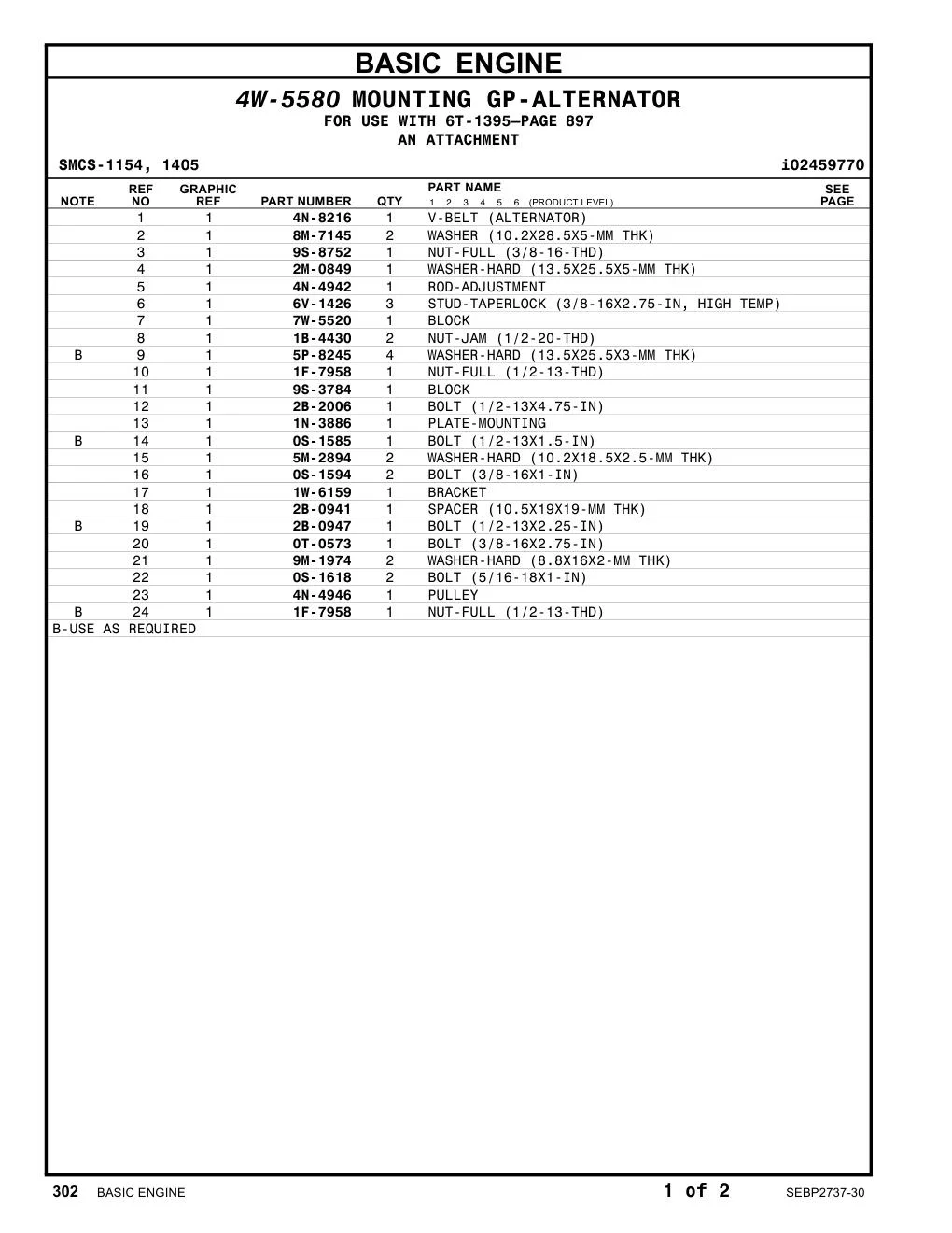 6V-1426 - STUD-TAPERLOCK (3/8-16X2.75-IN, HIGH TEMP)