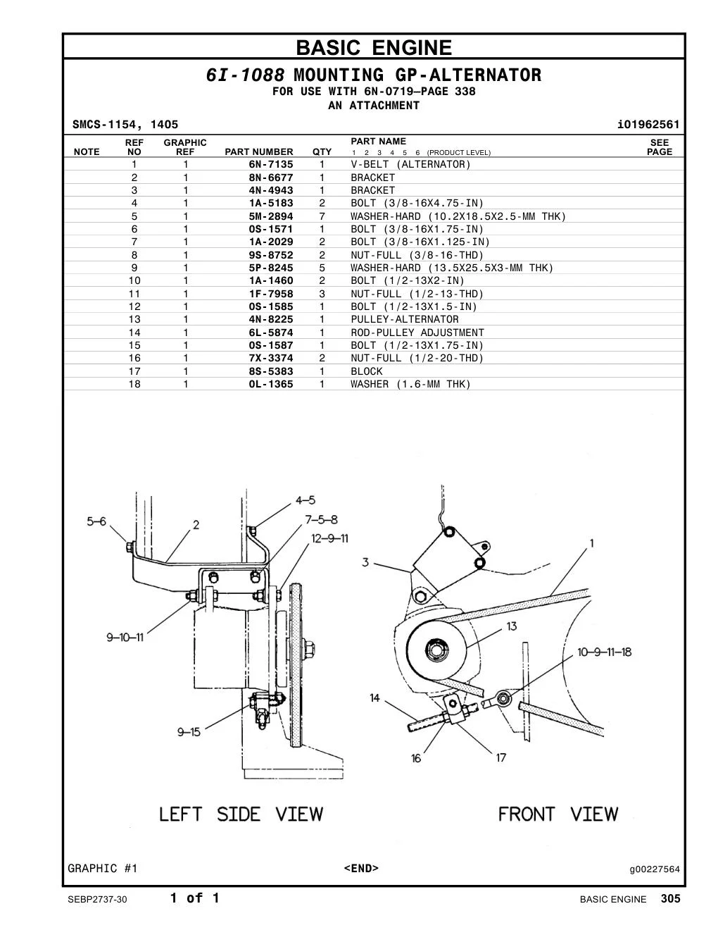 6N-7135 V-BELT (ALTERNATOR) CAT parts manual diagram