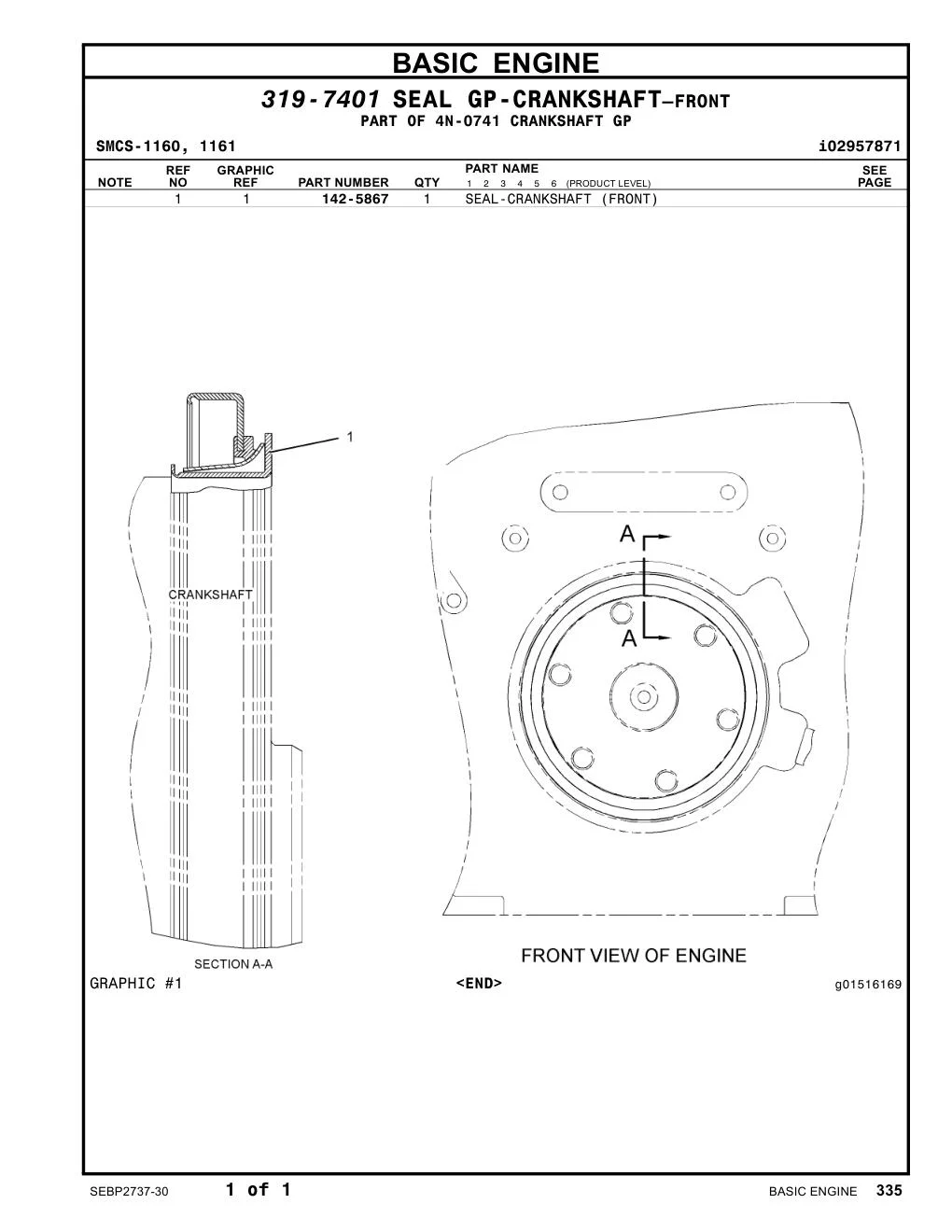 142-5867 - SEAL-CRANKSHAFT (FRONT)