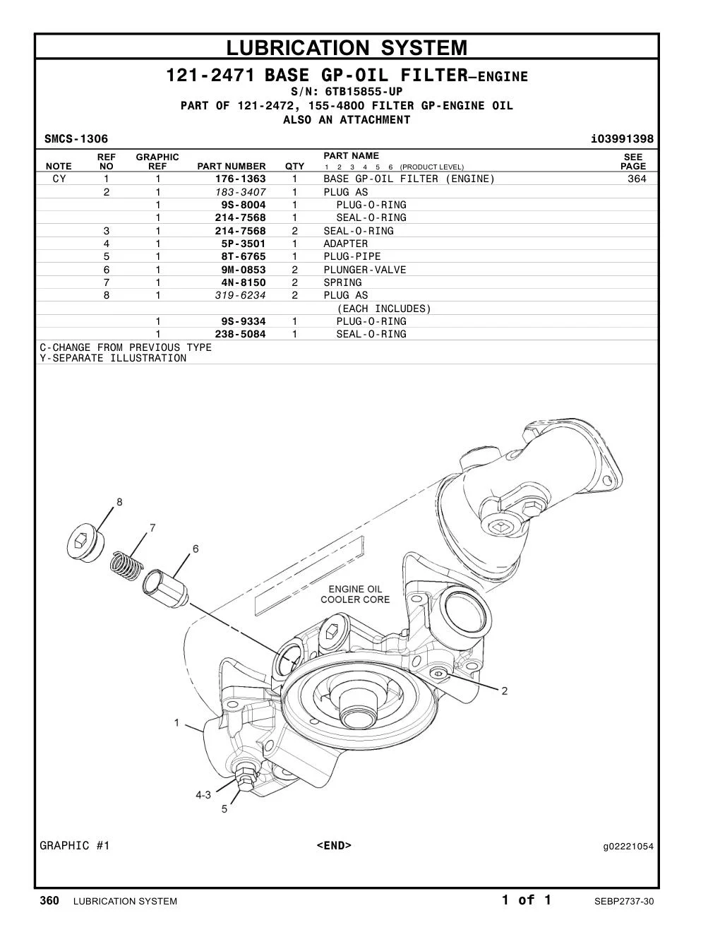 238-5084 SEAL-O-RING · S/N 6TB15855-UP CAT parts manual diagram