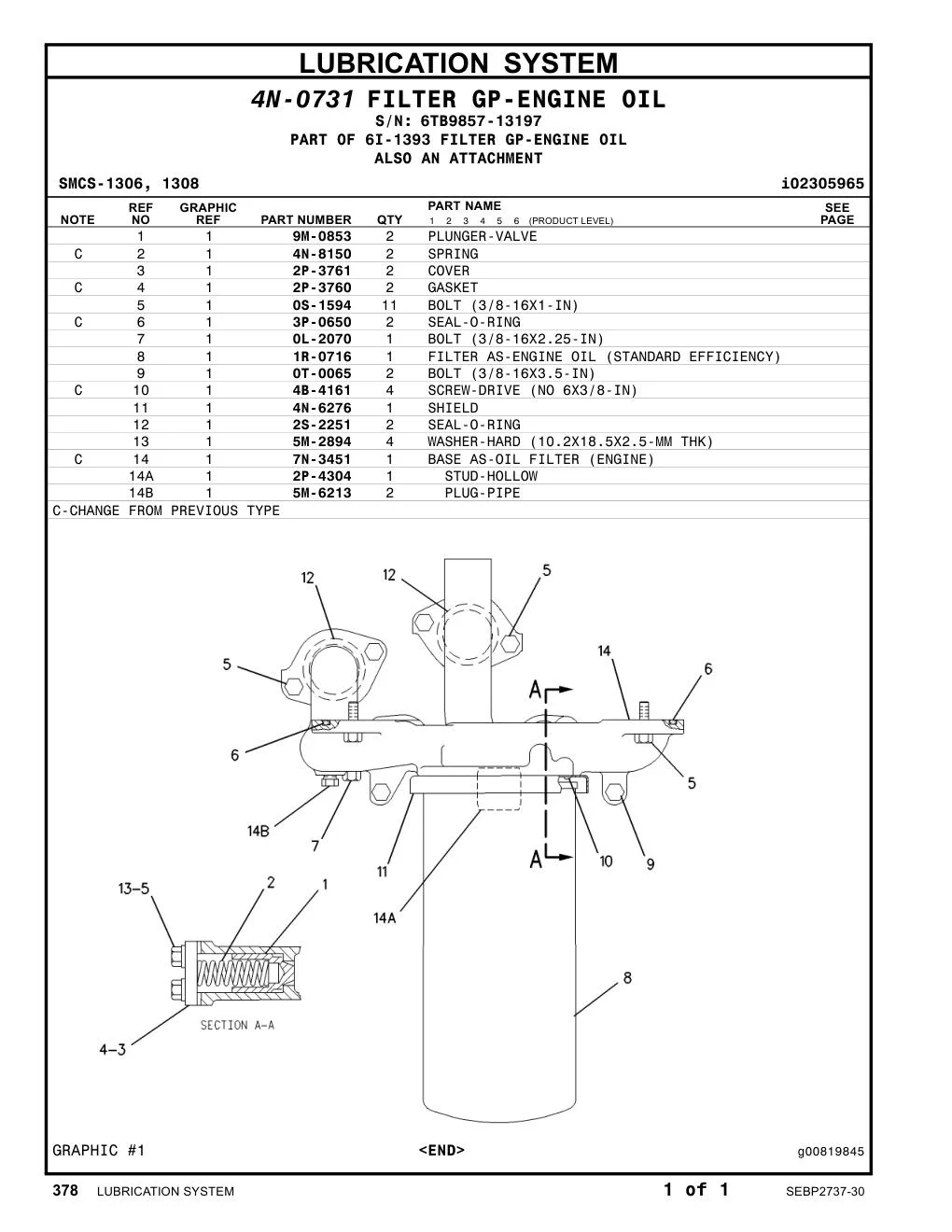 1R-0716 - FILTER AS-ENGINE OIL (STANDARD EFFICIENCY)