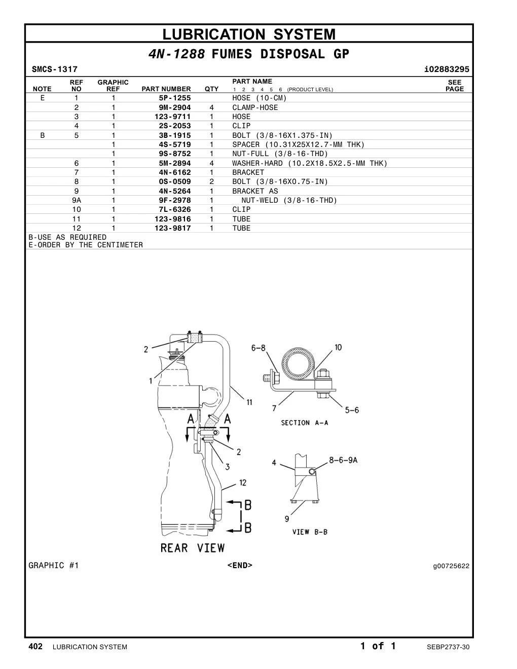 123-9816 TUBE CAT parts manual diagram
