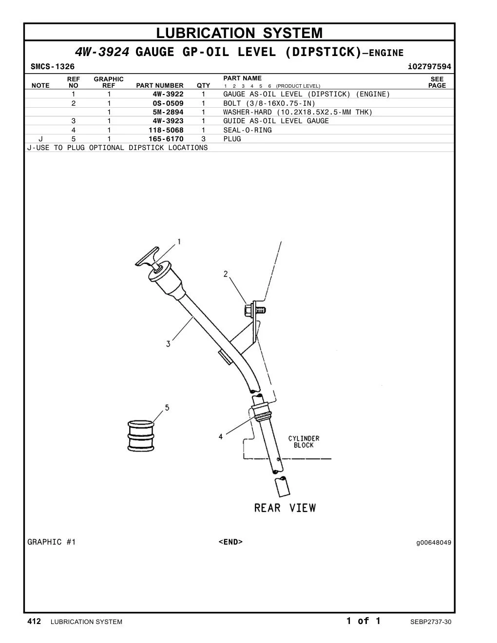 4W-3922 - GAUGE AS-OIL LEVEL (DIPSTICK) (ENGINE)