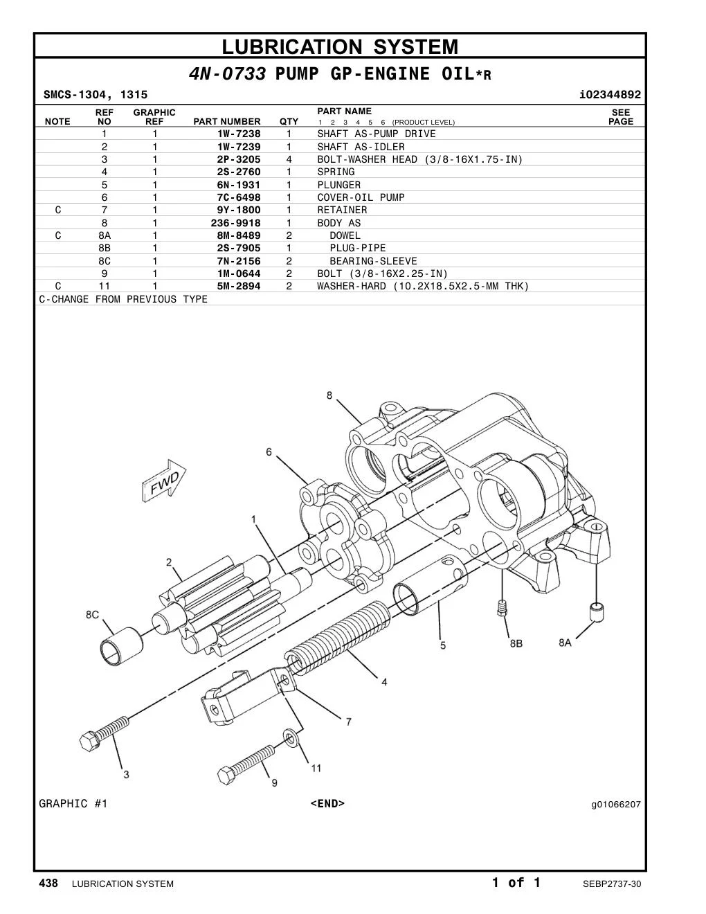 7C-6498 - COVER-OIL PUMP