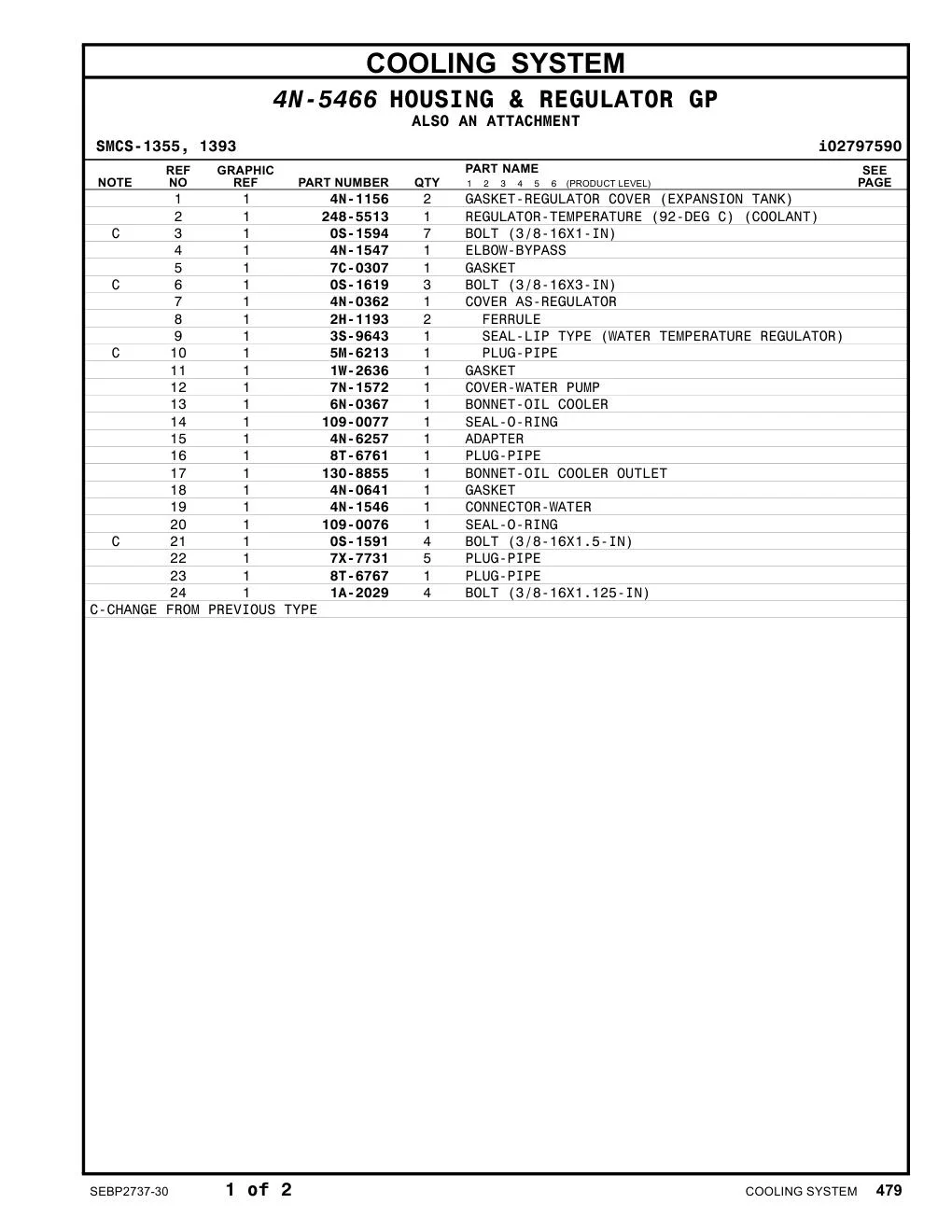 130-8855 - BONNET-OIL COOLER OUTLET