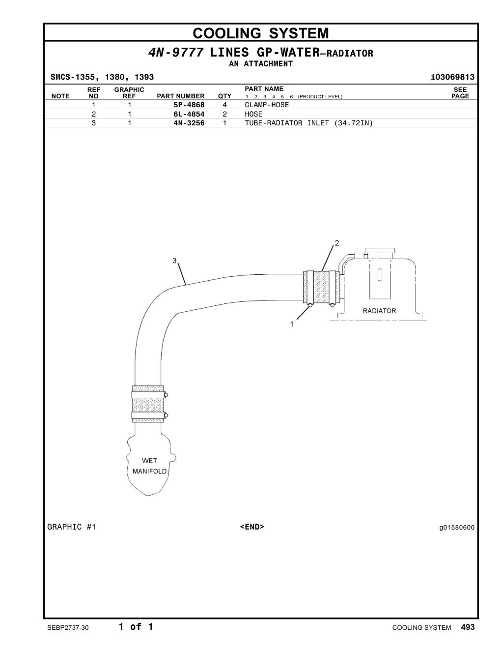 4N-3256 - TUBE-RADIATOR INLET (34.72IN)
