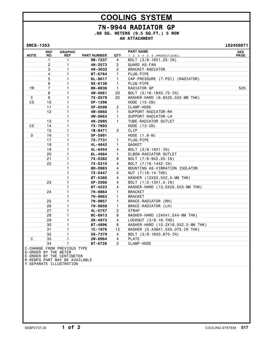 7N-9858 - BRACE-RADIATOR (LH)